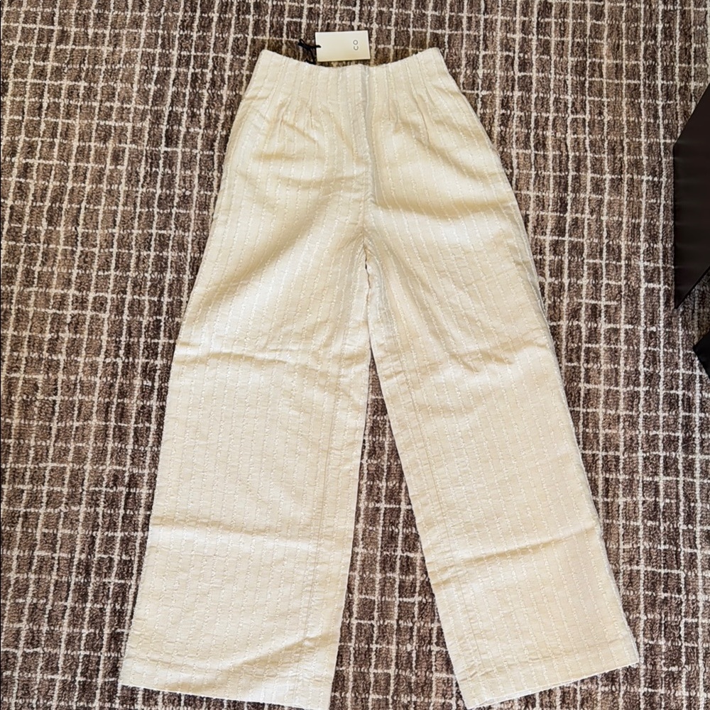 CO NWT Cream Textured Wide-Leg Pants